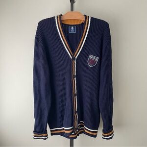 Izod Varsity Preppy Cardigan Sweater Prep Ivy League Waffle Mens Size XL